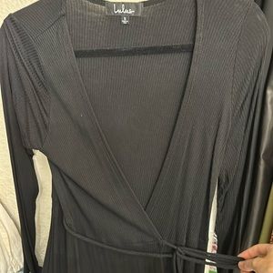 Lulus black long sleeve wrap dress sz S